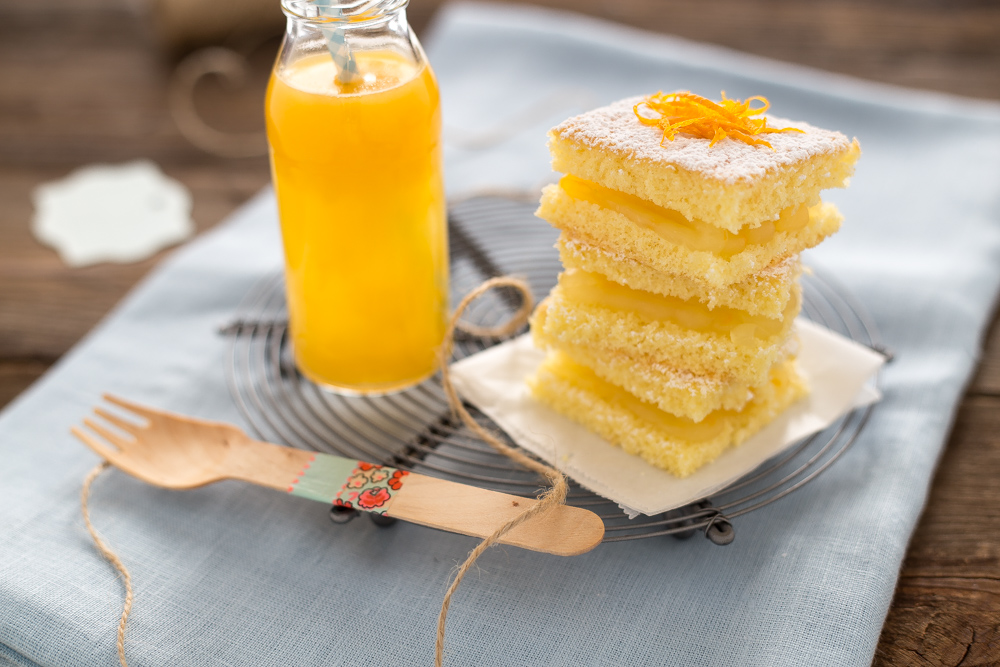 quadrotti con crema all'arancia